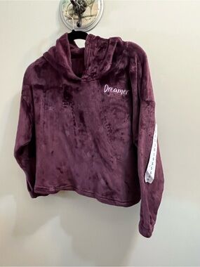 Joyspun Dreamer Plush Hoodie Jacket - Deep Plum Size 4-6 Kids or Womens New